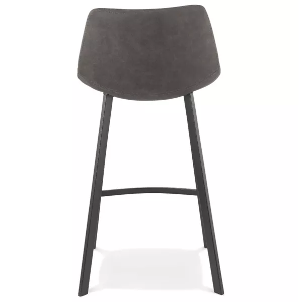 Tabouret snack mi-hauteur design en microfibre pieds métal noir PAULA MINI (gris foncé)