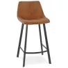 Tabouret snack mi-hauteur design en microfibre pieds métal noir PAULA MINI (marron)