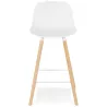 Tabouret snack mi-hauteur design en polypropylène pieds bois naturel LUNA MINI (blanc)