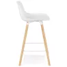 Tabouret snack mi-hauteur design en polypropylène pieds bois naturel LUNA MINI (blanc)