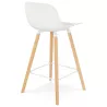 Tabouret snack mi-hauteur design en polypropylène pieds bois naturel LUNA MINI (blanc)