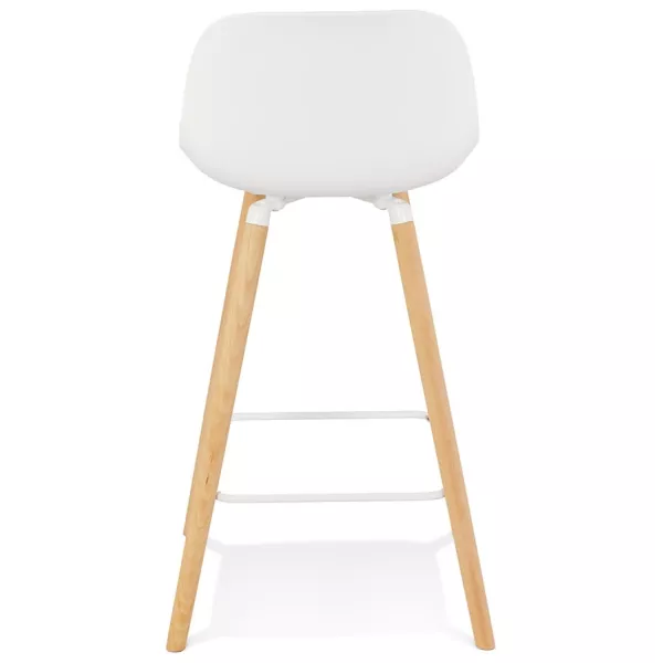 Tabouret snack mi-hauteur design en polypropylène pieds bois naturel LUNA MINI (blanc)