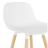 Tabouret snack mi-hauteur design en polypropylène pieds bois naturel LUNA MINI (blanc)