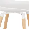 Tabouret snack mi-hauteur design en polypropylène pieds bois naturel LUNA MINI (blanc)