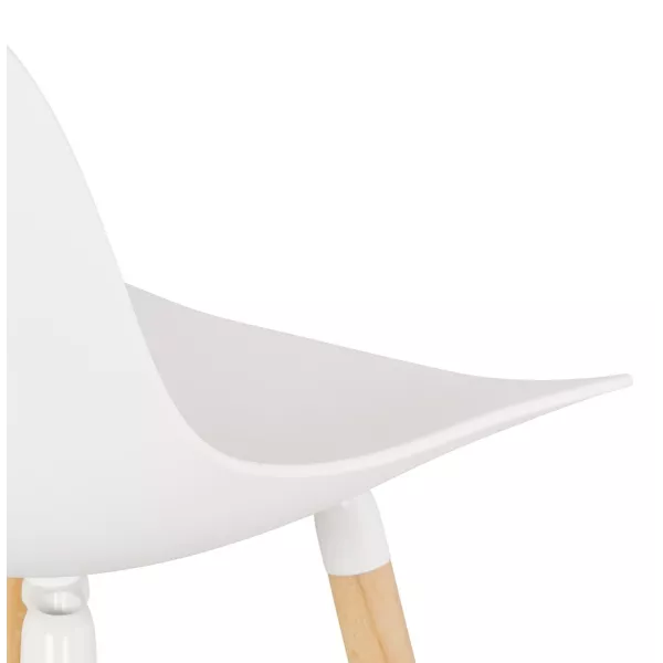 Tabouret snack mi-hauteur design en polypropylène pieds bois naturel LUNA MINI (blanc)