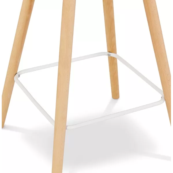 Tabouret snack mi-hauteur design en polypropylène pieds bois naturel LUNA MINI (blanc)