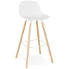 Tabouret de bar design en polypropylène pieds bois naturel LUNA (blanc)