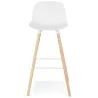 Tabouret de bar design en polypropylène pieds bois naturel LUNA (blanc)