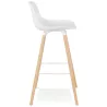 Tabouret de bar design en polypropylène pieds bois naturel LUNA (blanc)