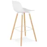 Tabouret de bar design en polypropylène pieds bois naturel LUNA (blanc)