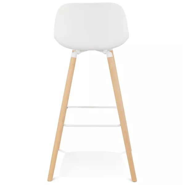 Tabouret de bar design en polypropylène pieds bois naturel LUNA (blanc)