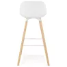 Tabouret de bar design en polypropylène pieds bois naturel LUNA (blanc)