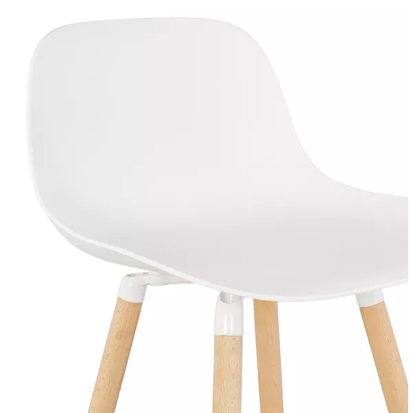 Tabouret de bar design en polypropylène pieds bois naturel LUNA (blanc)