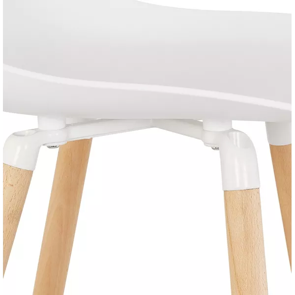 Tabouret de bar design en polypropylène pieds bois naturel LUNA (blanc)