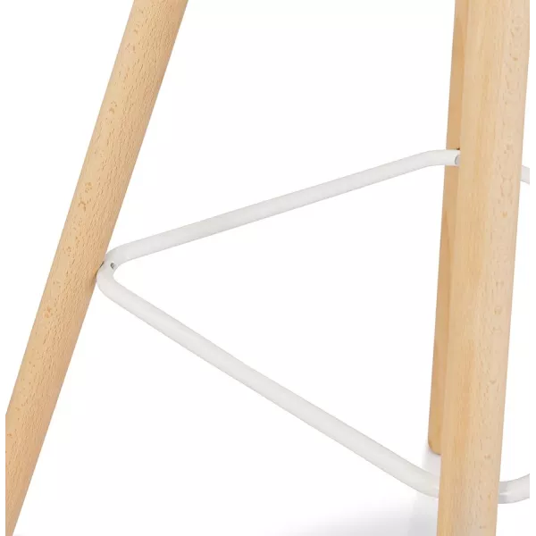 Tabouret de bar design en polypropylène pieds bois naturel LUNA (blanc)