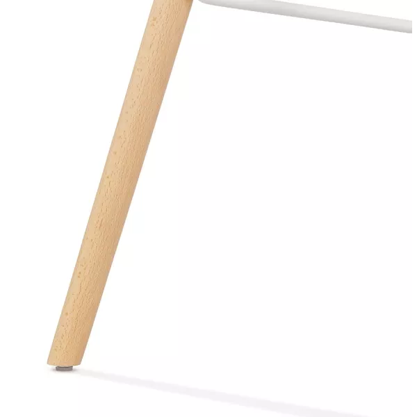 Tabouret de bar design en polypropylène pieds bois naturel LUNA (blanc)