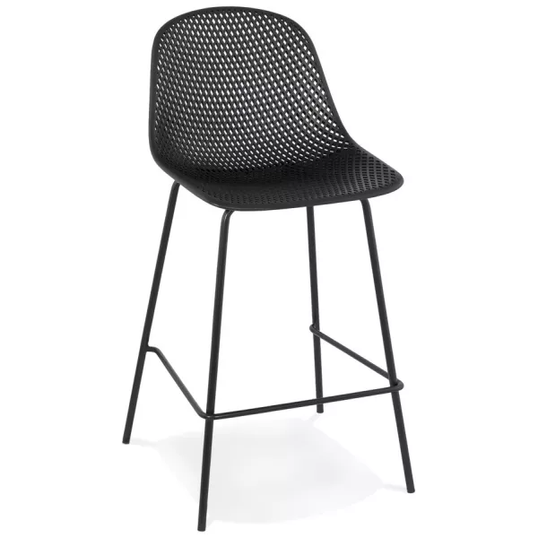 Tabouret snack mi-hauteur en métal Intérieur-Extérieur pieds métal MAXENCE MINI (noir)