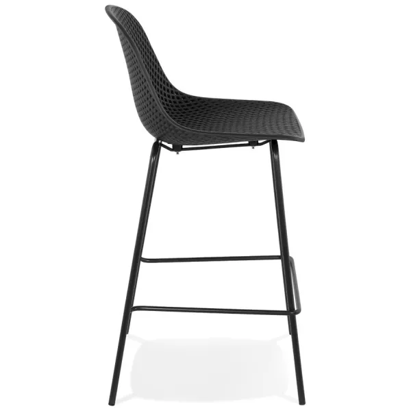 Tabouret snack mi-hauteur en métal Intérieur-Extérieur pieds métal MAXENCE MINI (noir)