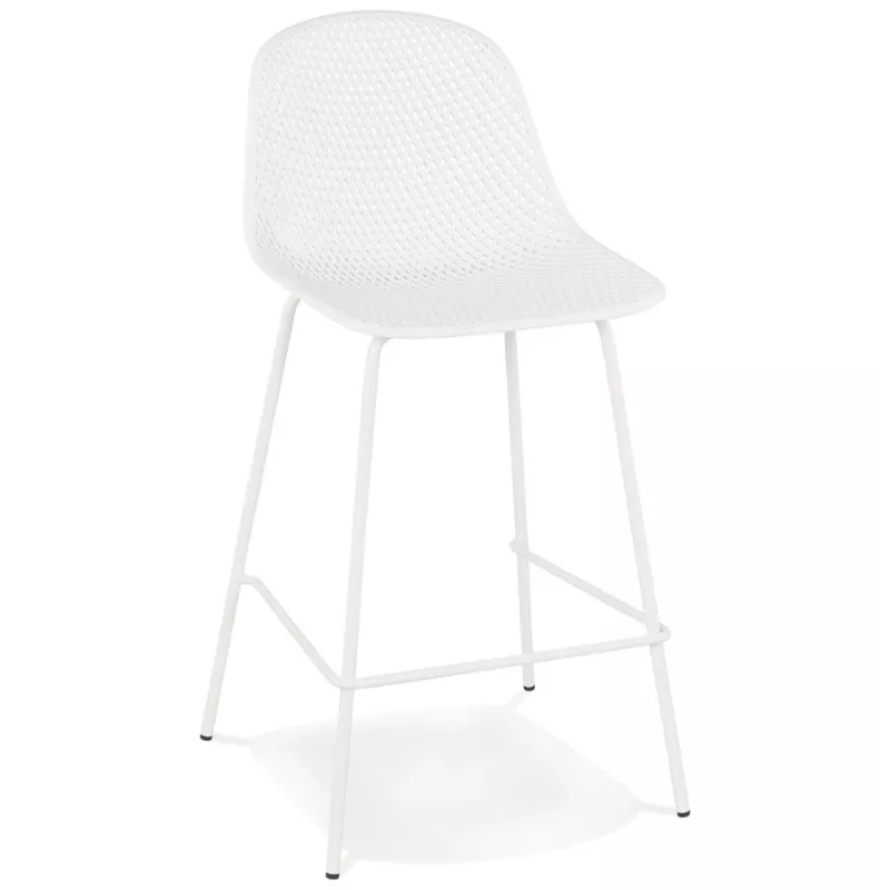 Tabouret snack mi-hauteur en métal Intérieur-Extérieur pieds métal MAXENCE MINI (blanc)