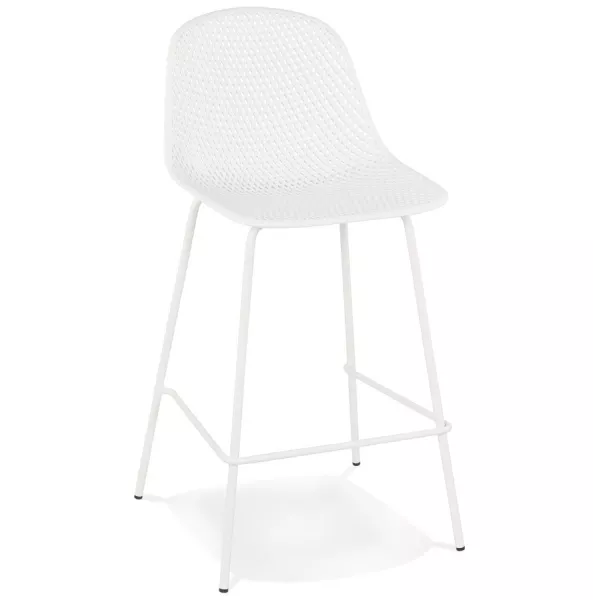 Tabouret snack mi-hauteur en métal Intérieur-Extérieur pieds métal MAXENCE MINI (blanc)