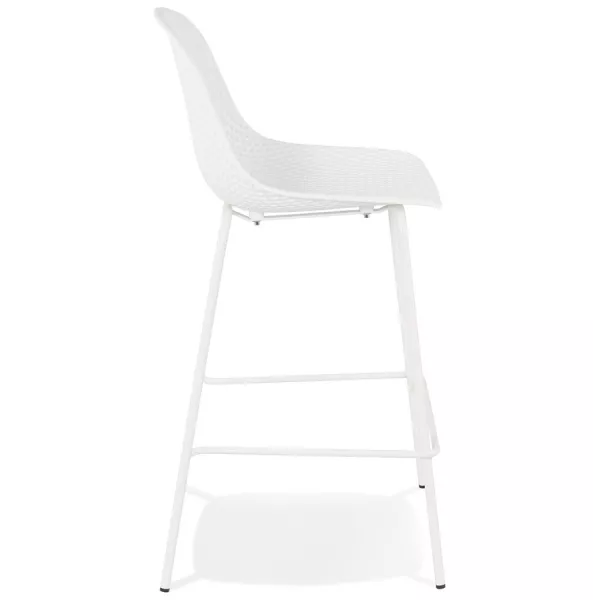 Tabouret snack mi-hauteur en métal Intérieur-Extérieur pieds métal MAXENCE MINI (blanc)