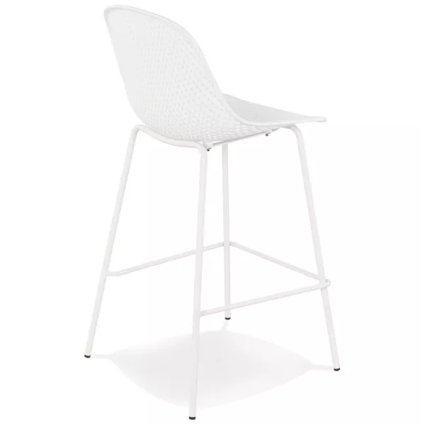 Tabouret snack mi-hauteur en métal Intérieur-Extérieur pieds métal MAXENCE MINI (blanc)