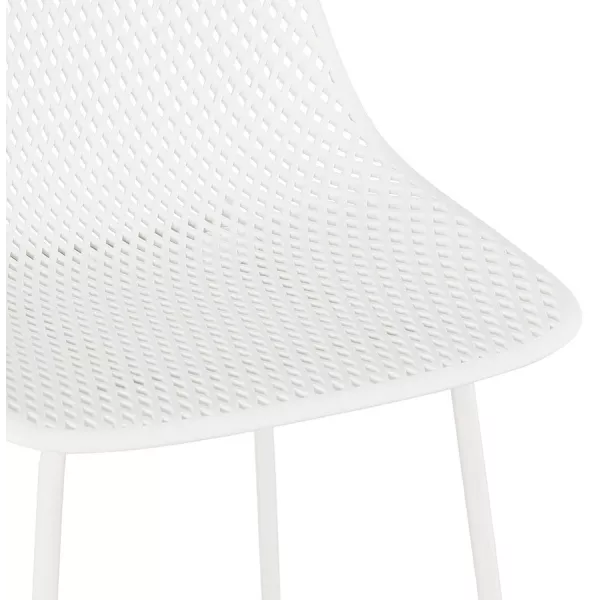 Tabouret snack mi-hauteur en métal Intérieur-Extérieur pieds métal MAXENCE MINI (blanc)