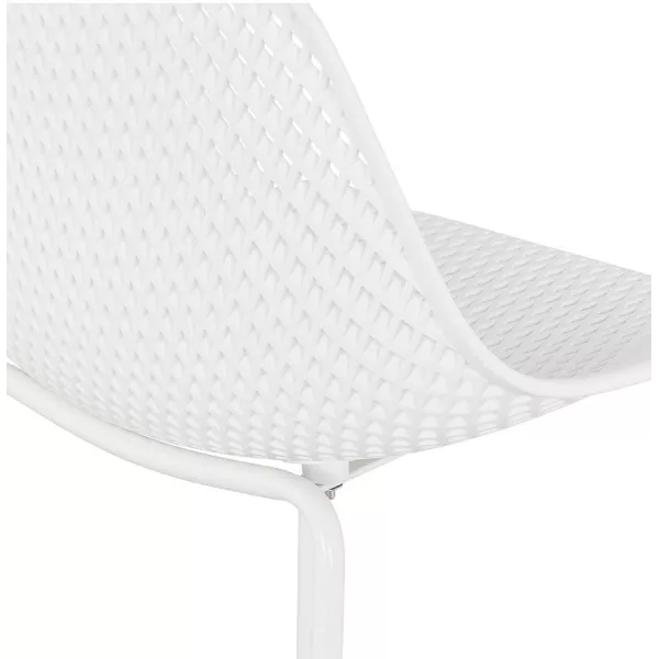 Tabouret snack mi-hauteur en métal Intérieur-Extérieur pieds métal MAXENCE MINI (blanc)