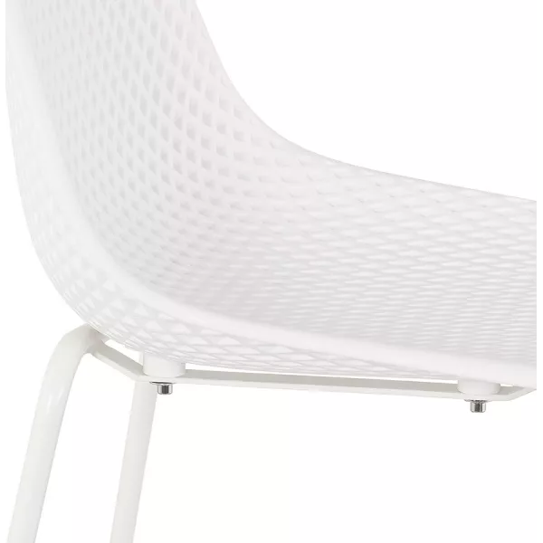 Tabouret snack mi-hauteur en métal Intérieur-Extérieur pieds métal MAXENCE MINI (blanc)