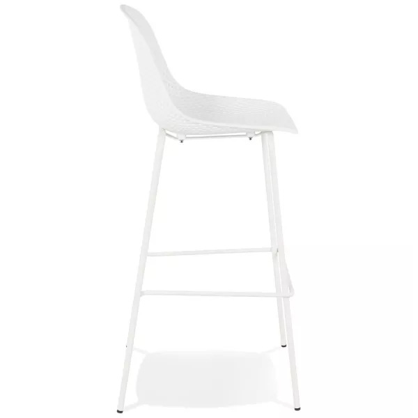 Tabouret de bar en métal Intérieur-Extérieur pieds métal MAXENCE (blanc)