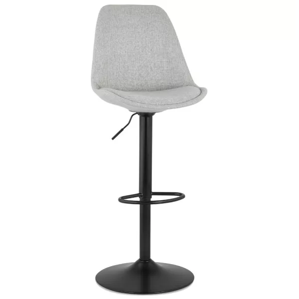 Tabouret de bar réglable rotatif en tissu et pied métal noir MARCO (gris)