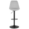 Tabouret de bar réglable rotatif en tissu et pied métal noir MARCO (gris)