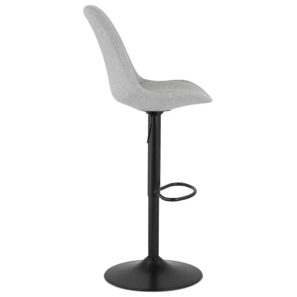 Tabouret de bar réglable rotatif en tissu et pied métal noir MARCO (gris)