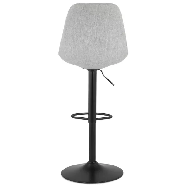 Tabouret de bar réglable rotatif en tissu et pied métal noir MARCO (gris)