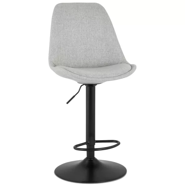 Tabouret de bar réglable rotatif en tissu et pied métal noir MARCO (gris)