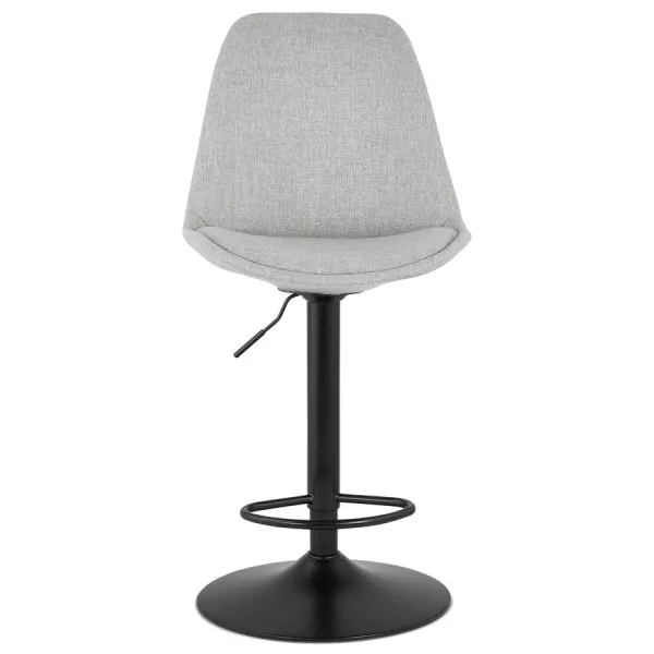 Tabouret de bar réglable rotatif en tissu et pied métal noir MARCO (gris)