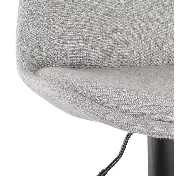 Tabouret de bar réglable rotatif en tissu et pied métal noir MARCO (gris)