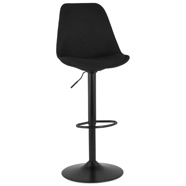 Tabouret de bar réglable rotatif en tissu et pied métal noir MARCO (noir)