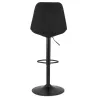 Tabouret de bar réglable rotatif en tissu et pied métal noir MARCO (noir)