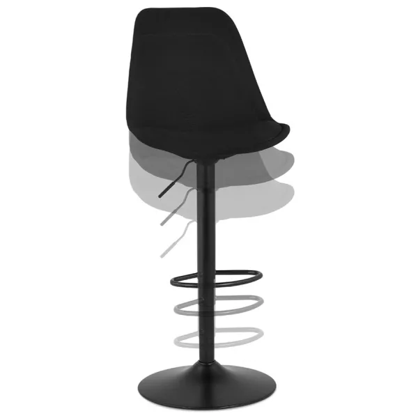 Tabouret de bar réglable rotatif en tissu et pied métal noir MARCO (noir)