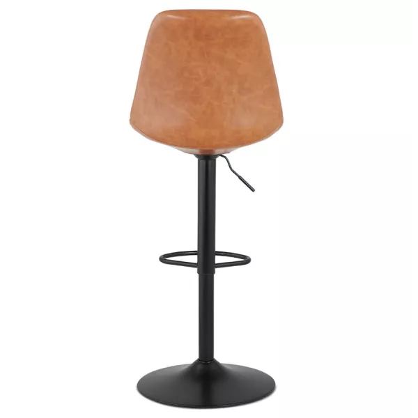 Tabouret de bar réglable rotatif en polyuréthane et pied métal noir JANO (marron)