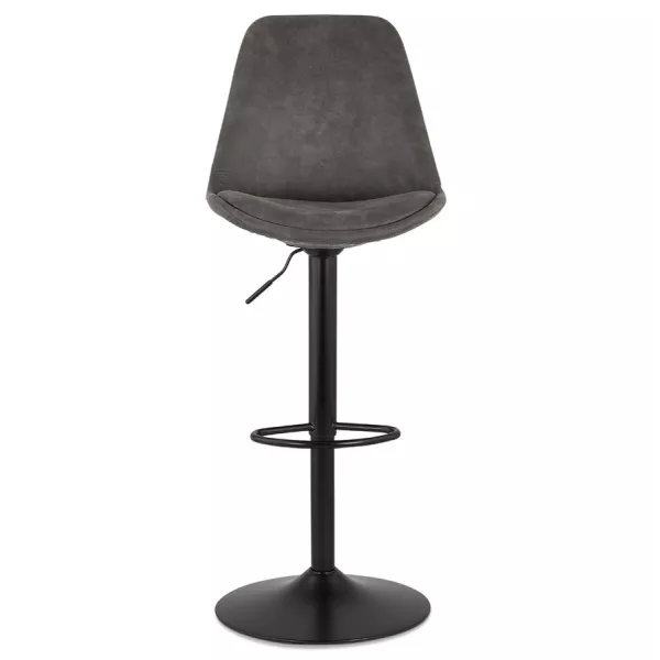 Tabouret de bar réglable rotatif en microfibre et pied métal noir MANIA (gris foncé)