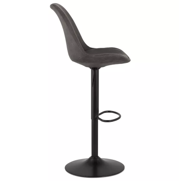 Tabouret de bar réglable rotatif en microfibre et pied métal noir MANIA (gris foncé)