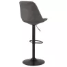 Tabouret de bar réglable rotatif en microfibre et pied métal noir MANIA (gris foncé)