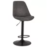 Tabouret de bar réglable rotatif en microfibre et pied métal noir MANIA (gris foncé)