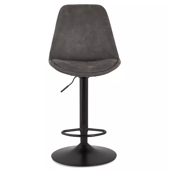 Tabouret de bar réglable rotatif en microfibre et pied métal noir MANIA (gris foncé)