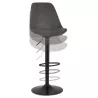 Tabouret de bar réglable rotatif en microfibre et pied métal noir MANIA (gris foncé)