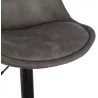 Tabouret de bar réglable rotatif en microfibre et pied métal noir MANIA (gris foncé)