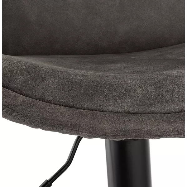 Tabouret de bar réglable rotatif en microfibre et pied métal noir MANIA (gris foncé)