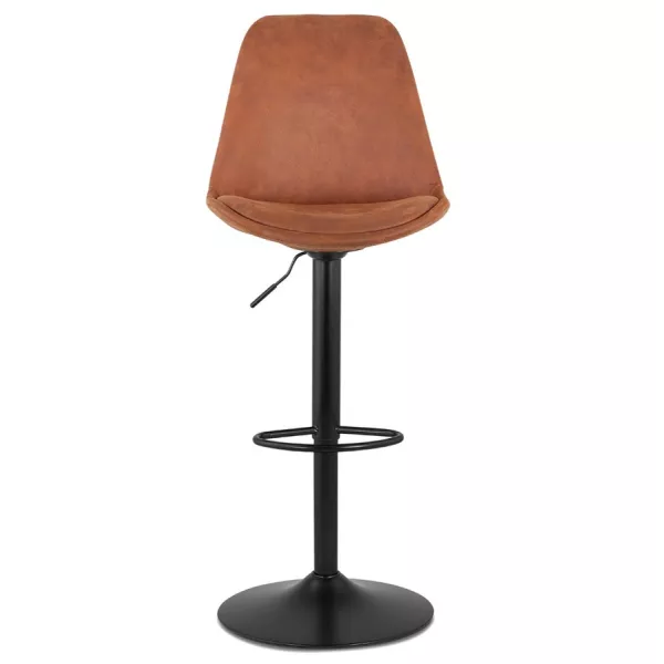 Tabouret de bar réglable rotatif en microfibre et pied métal noir MANIA (marron)